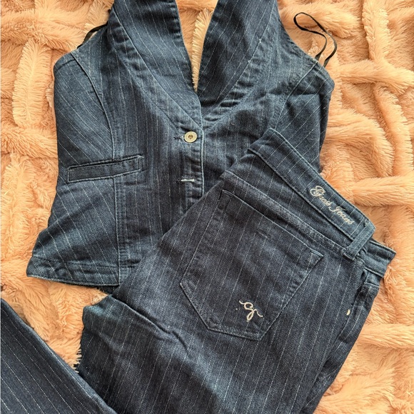 Guess Navy Pinstripe Denim Set - Picture 2 of 6